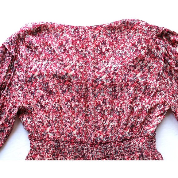 BA&SH Nina Tiered Printed Crepe Mini Dress / Small / Fuschia - Picture 9 of 11